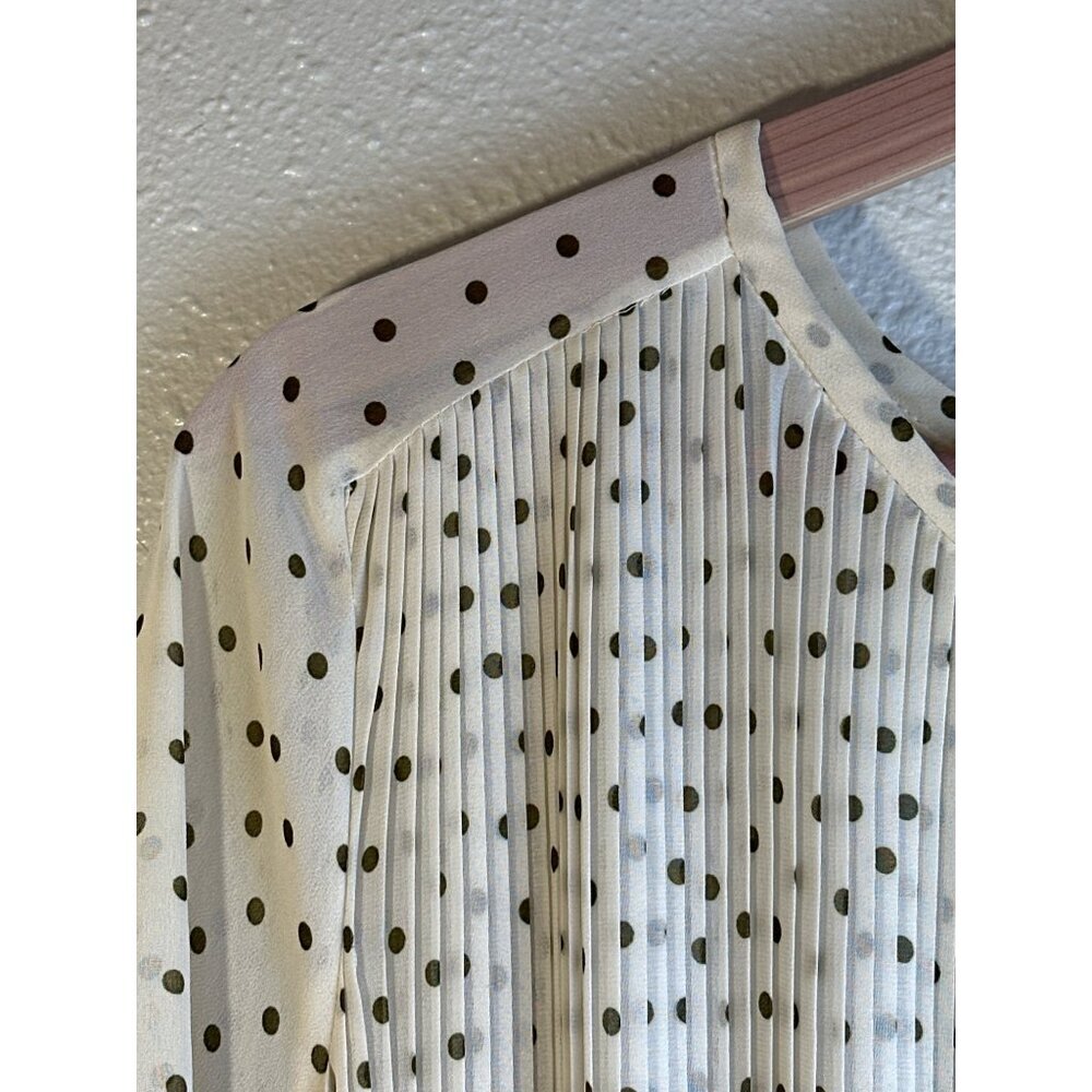 Club Monaco Womens Dress Pleated Polka Dot 3/4 Sleeves Ivory Sheer Dress Size S - Picture 11 of 15
